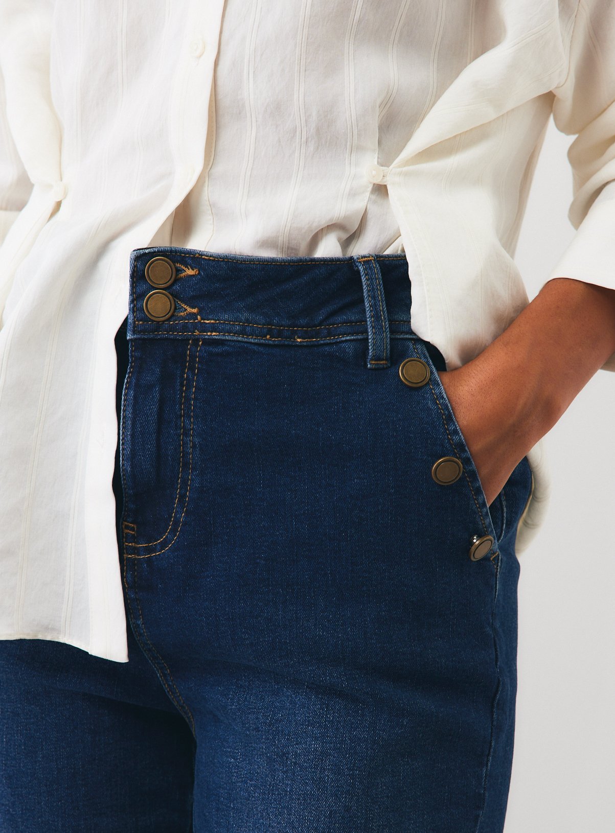 Dark Denim High Rise Stay Crease Flare Jeans 6 - Image 3 thumbnail